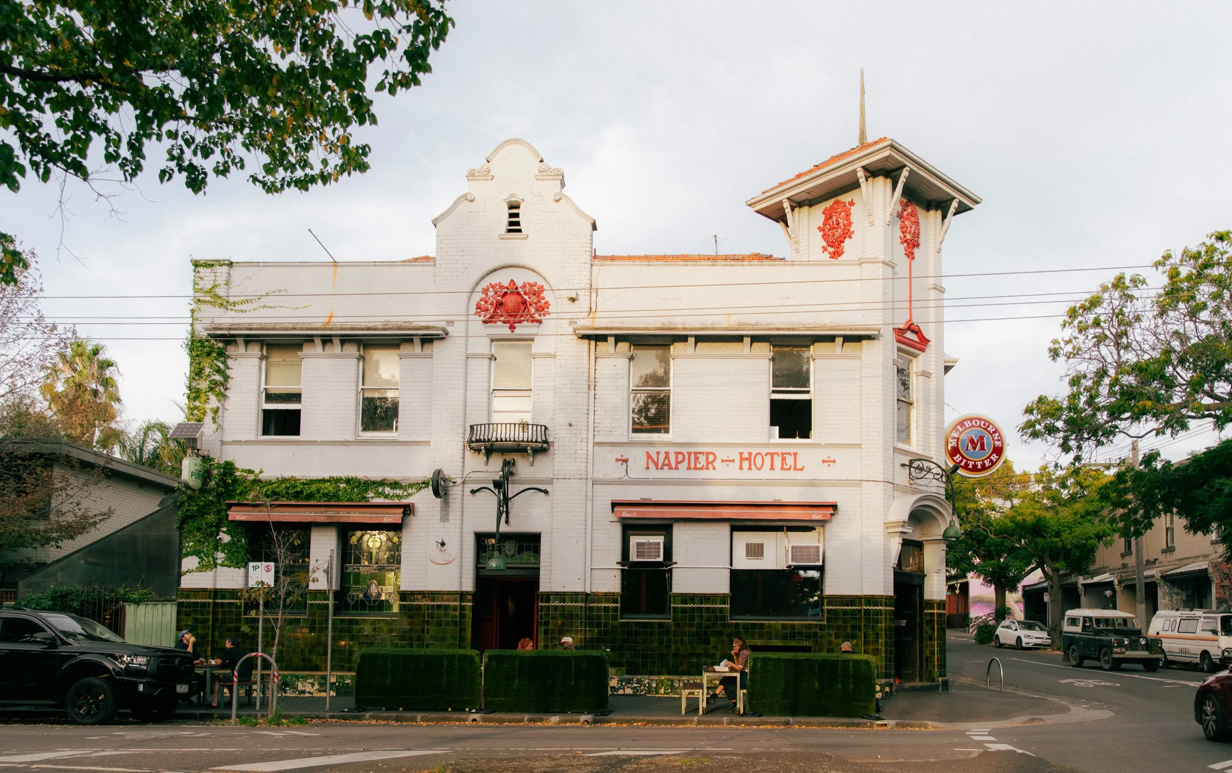 The Napier Hotel facade on Napier Street, Fitzroy